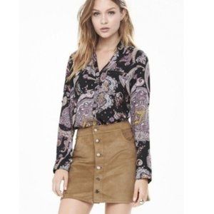 Express Womens Portofino Paisley Button Up Blouse